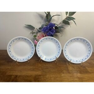 Vintage Corelle Blue Floral Bread Plates Made In USA Set Retro Decor